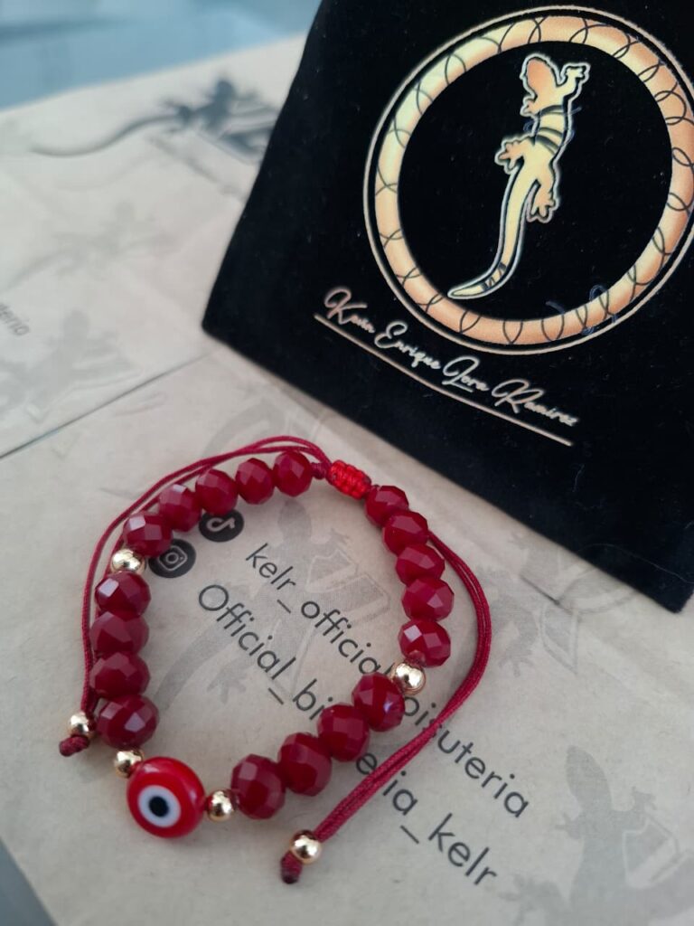Pulsera cristales rojos con ojo turco rojo – pul21