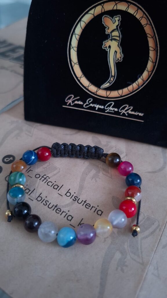 Pulsera Piedras Naturales Multicolor Macrame Negro – Pul32