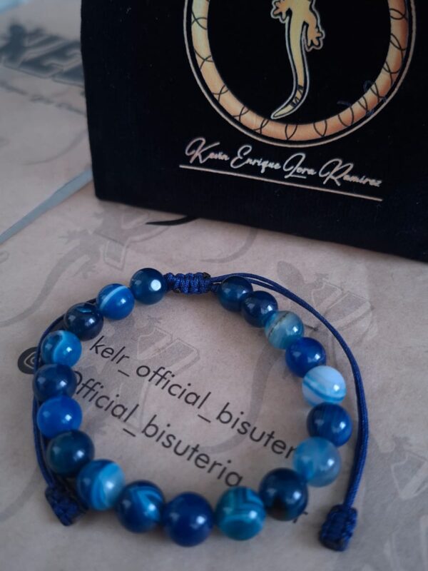 Pulsera agata azul natural macrame – Pul33