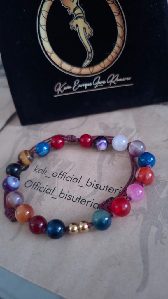 Pulsera Piedras Naturales Multicolor Macramé Burdeos – Pul39