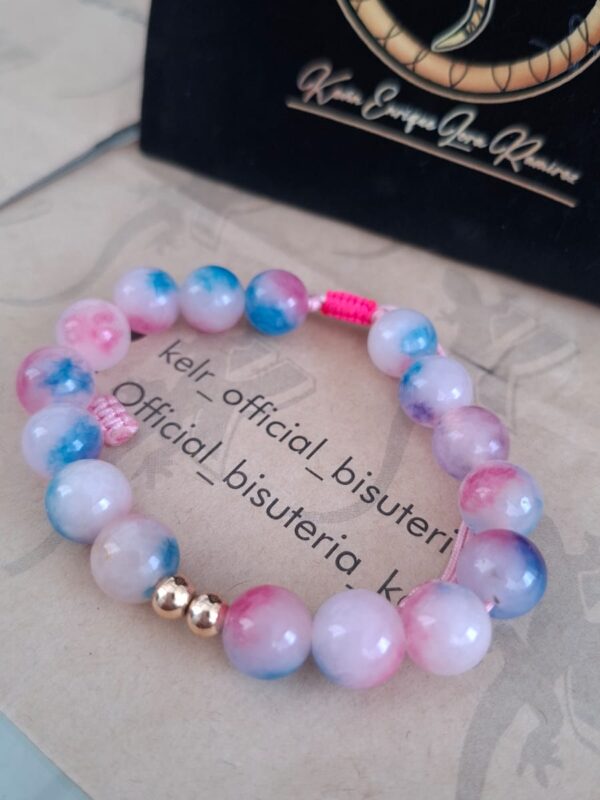 Pulsera Esferas Galaxy Rosa y Azul Macramé – Pul42